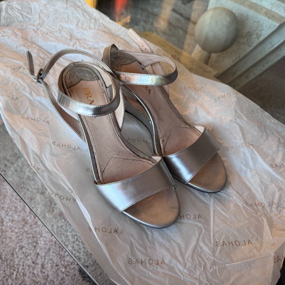 Vintage Prada Silver Wedges Size 7.5